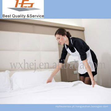 Folha de cama 100% branca do algodão ajustada para o hotel de cinco estrelas